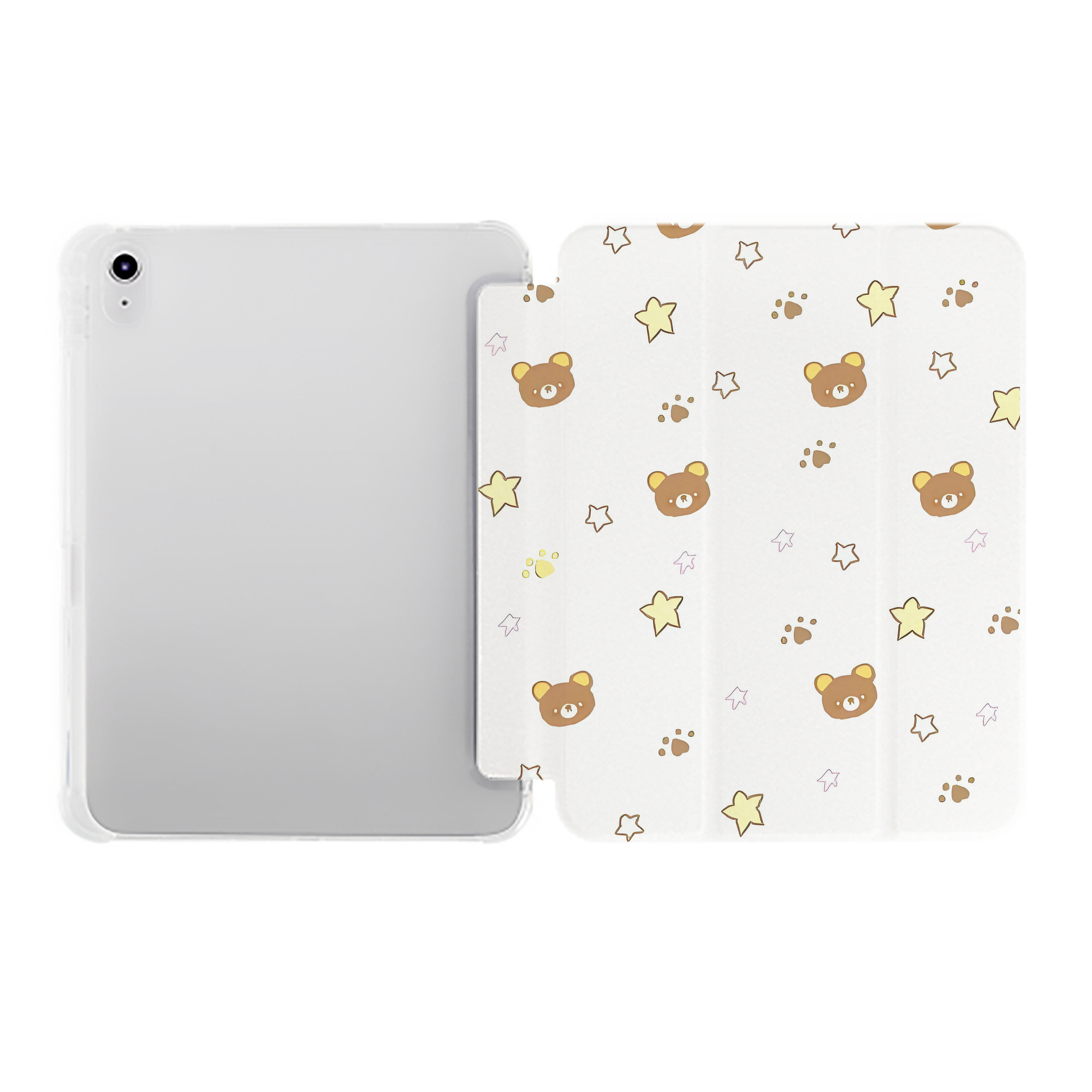 （画像用） リラックマ リラックマ キイロイトリ Rilakkuma Korilakkuma Kiiroitori IPad ケース ペン収納付き 三つ折りスタンド PUレザー×シリコン 対応機種9.5/10.5/10.9インチ
